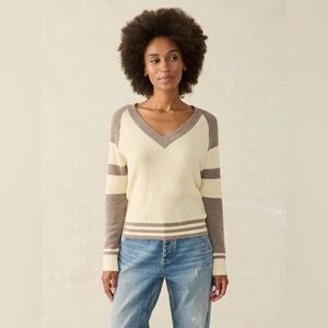 Faherty organic cotton and cashmere collegiate sweater , sz : large